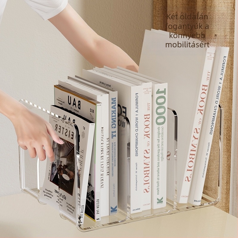 Asztali könyvállvány elválasztóval - irodai rendező PET átlátszó, modell 2234, 600 g, 2 darabos készlet