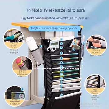 Deli asztali függő könyv táska, textil anyag, nagy kapacitás, modell 72364, 0,62 kg