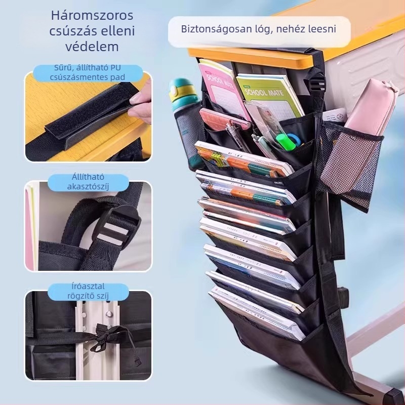 Deli asztali függő könyv táska, textil anyag, nagy kapacitás, modell 72364, 0,62 kg