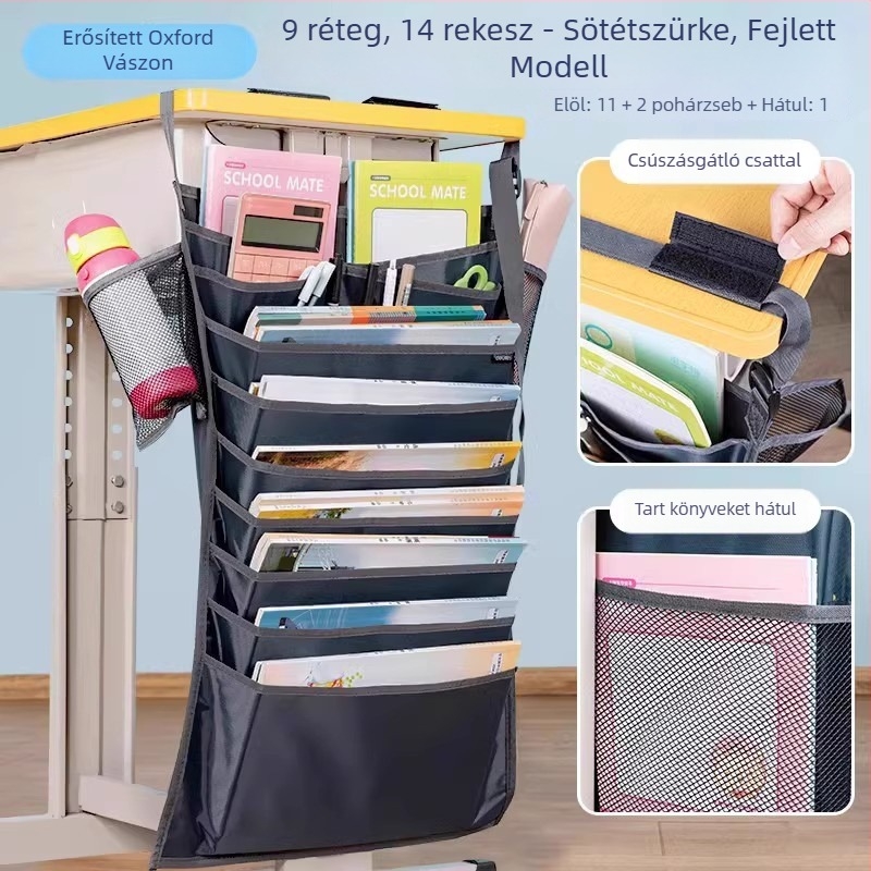 Deli asztali függő könyv táska, textil anyag, nagy kapacitás, modell 72364, 0,62 kg