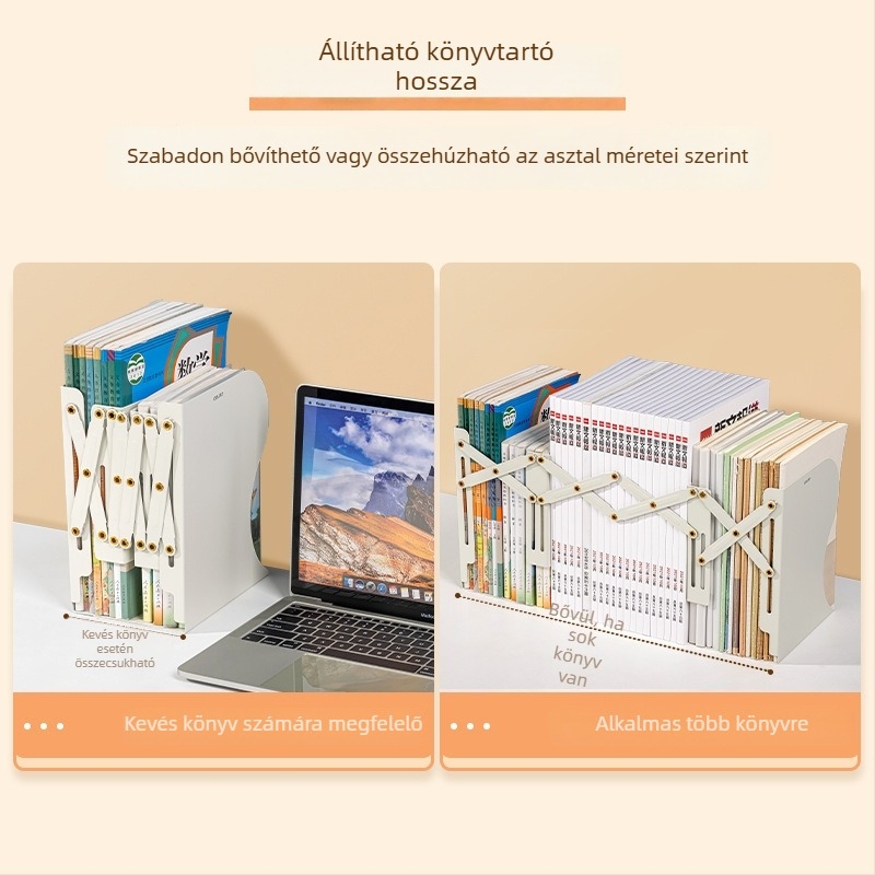 Teleszkópos fémből készült könyvállvány, asztali használatra, diákoknak