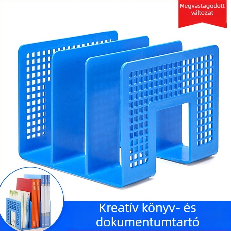 Háromszintes könyv- és fájlállvány, műanyag asztali rendszerező Hua Jie H988