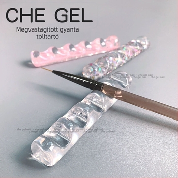 Japán stílusú műgyanta körömdíszítő tartó, vastított és szélesebb kivitelben, 5 rekeszes kristálycsík-tároló; Márka: che gel; Nettó tartalom: 0.5; Licencelt privát címke: Igen