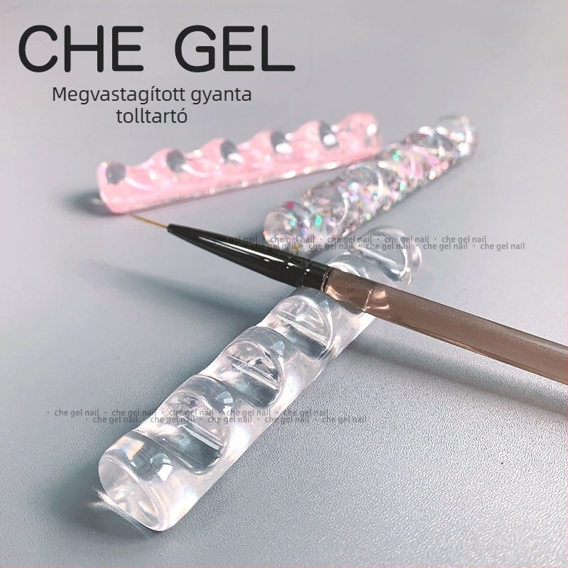 Japán stílusú műgyanta körömdíszítő tartó, vastított és szélesebb kivitelben, 5 rekeszes kristálycsík-tároló; Márka: che gel; Nettó tartalom: 0.5; Licencelt privát címke: Igen