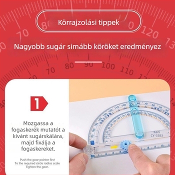 Négy az egyben: többfunkciós szögmérő, goniométer, körző és precíziós mérővonal – műanyag