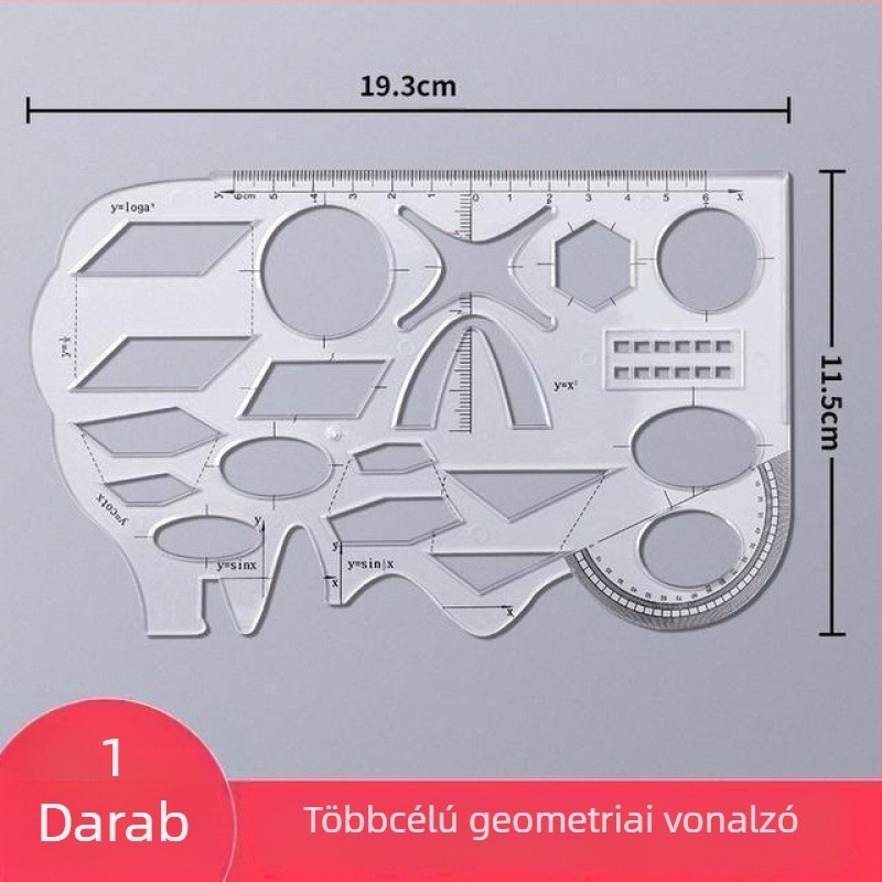 Négy az egyben: többfunkciós szögmérő, goniométer, körző és precíziós mérővonal – műanyag
