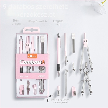 Diákoknak szóló rajzkörző készlet, fém kilenc darabos készlet, Duckbill toll a tervezéshez és vizsgákhoz