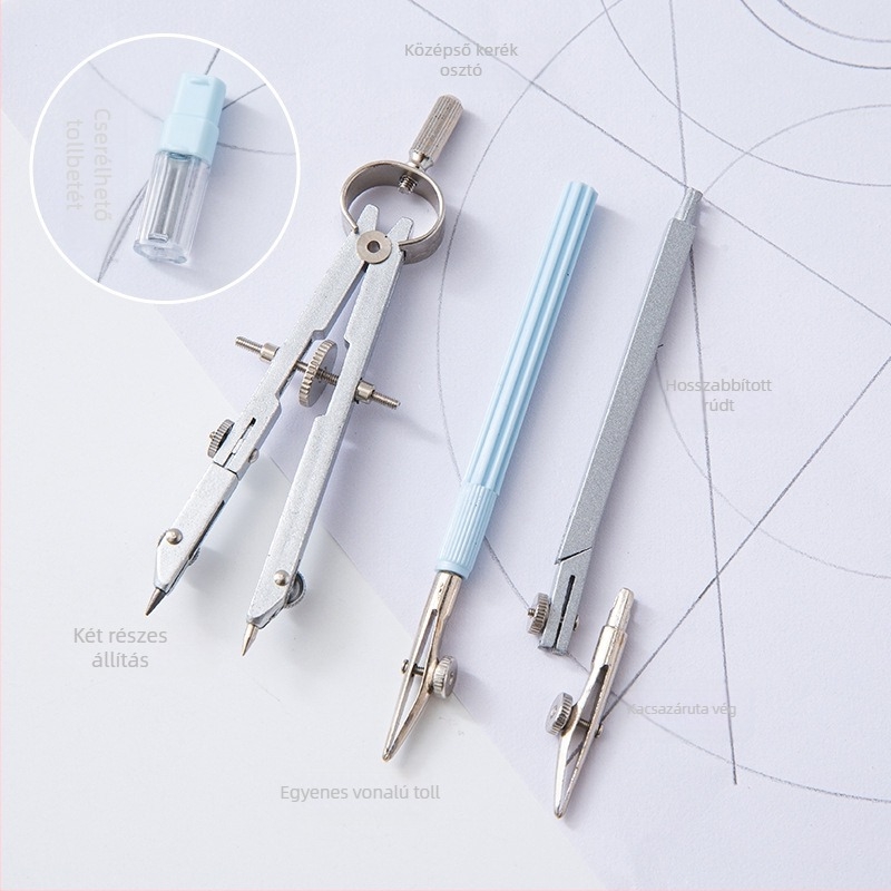 Diákoknak szóló rajzkörző készlet, fém kilenc darabos készlet, Duckbill toll a tervezéshez és vizsgákhoz