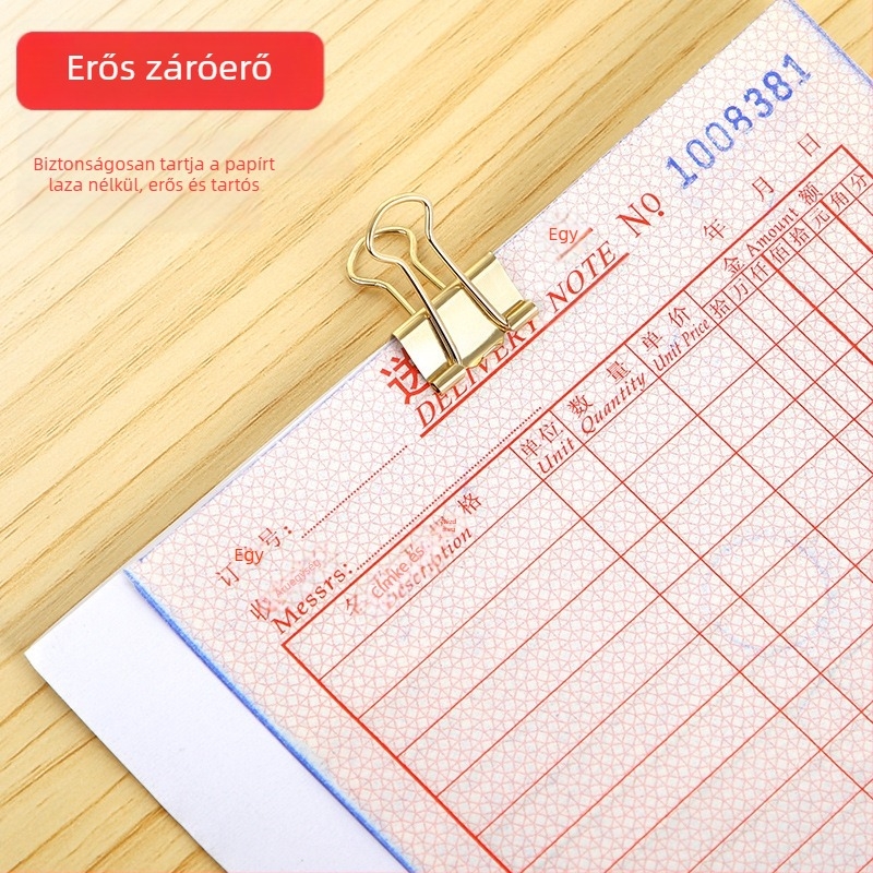 Sarokklipsz iratokhoz, fémből, csomagolás: műanyag tubus, modell: iratkötő klipsz