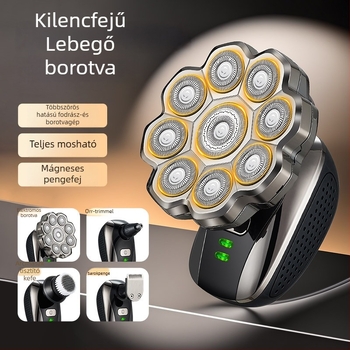 Kopasz fejre szánt elektromos borotva, lebegő forgó fejjel, teljes testben mosható, modell 310, beépített 500–800 mAh akkumulátor, 60+ perc működési idő