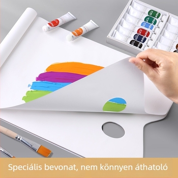 Egyszer használatos palettapapír – mosás nélkül, téphető és leszedhető, négyzetes, olaj-, akril- és gouache festékekhez
