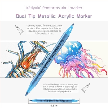 Kétfejű marker, fémes akril tintával, graffiti csillámló festékkel, vízálló és fakulásálló