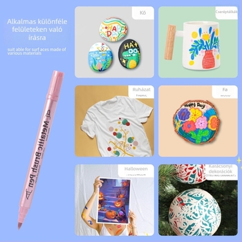 Kétfejű marker, fémes akril tintával, graffiti csillámló festékkel, vízálló és fakulásálló