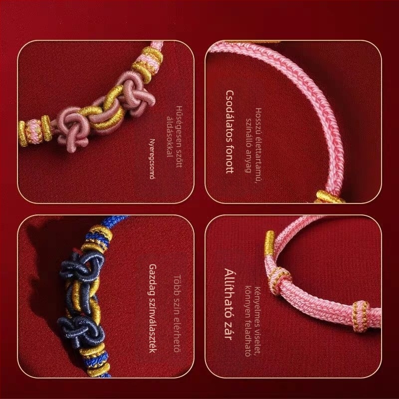 Kézzel kötött zsinór karkötő, etnikus stílus, uniszex, 2025 nyári megjelenés