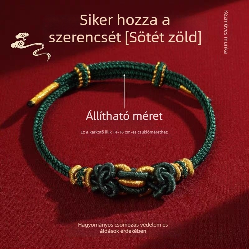 Kézzel kötött zsinór karkötő, etnikus stílus, uniszex, 2025 nyári megjelenés