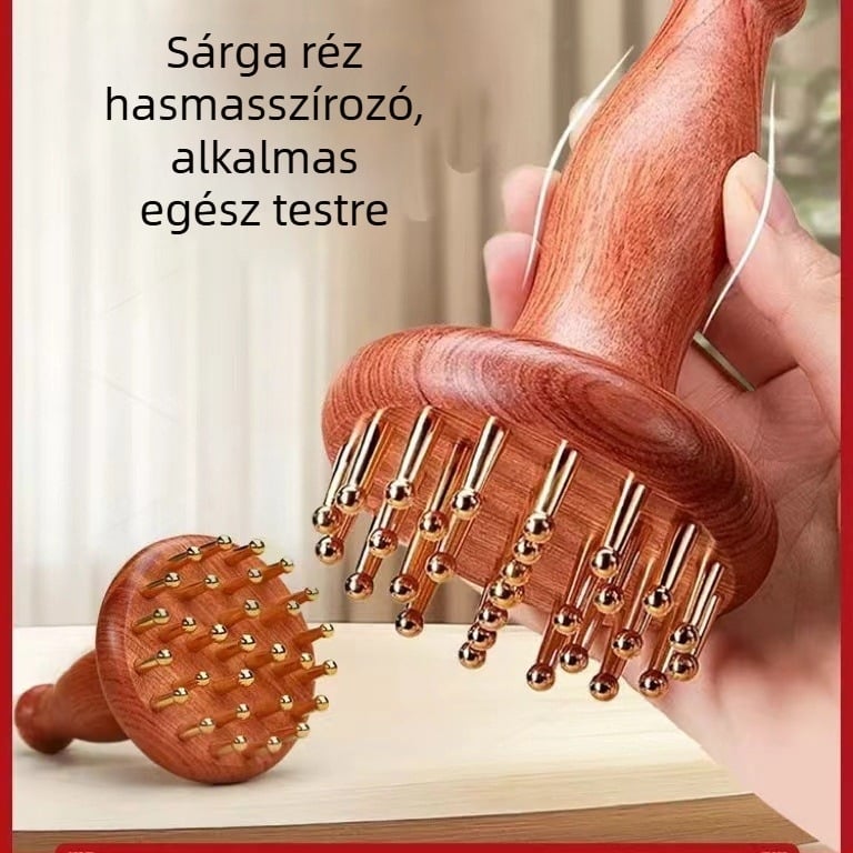 Meridián masszírozó ecset Brazíliai rózsafa fogantyúval – egész testre masszázs, hasra és vádli területre, általános használat