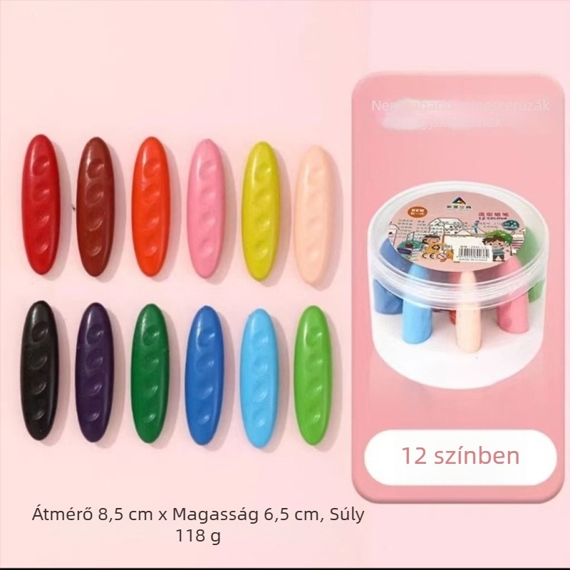 Gyerekeknek készült műanyag kréták grafitis festéshez, mogyoró alakú, ovális test, Kréta sorozat, logó nyomtatva, testreszabás elérhető