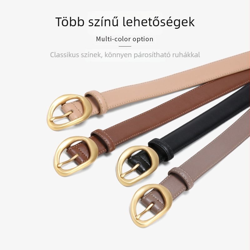 Női valódi bőr öv roz-stílusú dizájnnal, 2–4 cm szélesség, ötvözetes csat, tűcsattal, elektroplatált felület