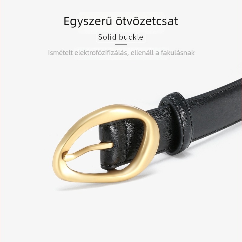 Női valódi bőr öv roz-stílusú dizájnnal, 2–4 cm szélesség, ötvözetes csat, tűcsattal, elektroplatált felület