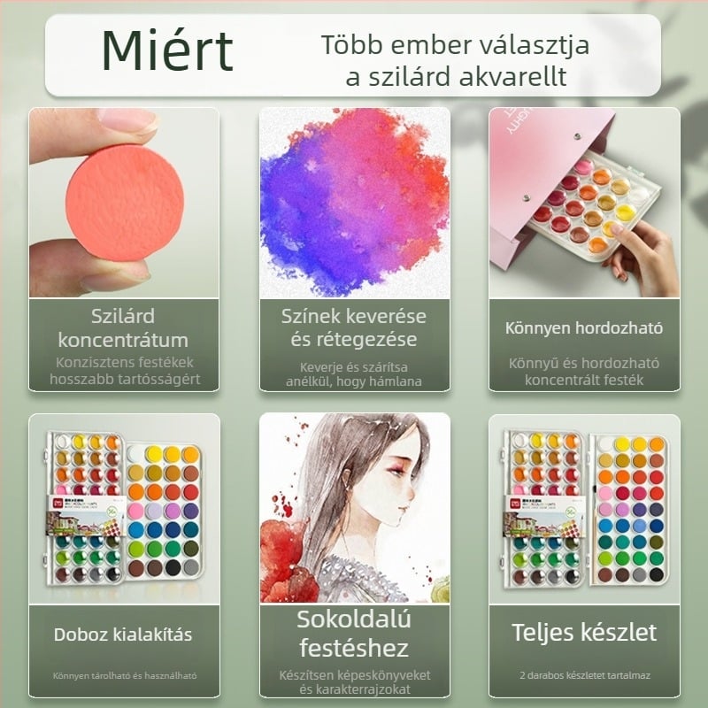 Deli ásványi pigment akvarellfesték készlet, dobozos kivitel kezdőknek és gyerekeknek