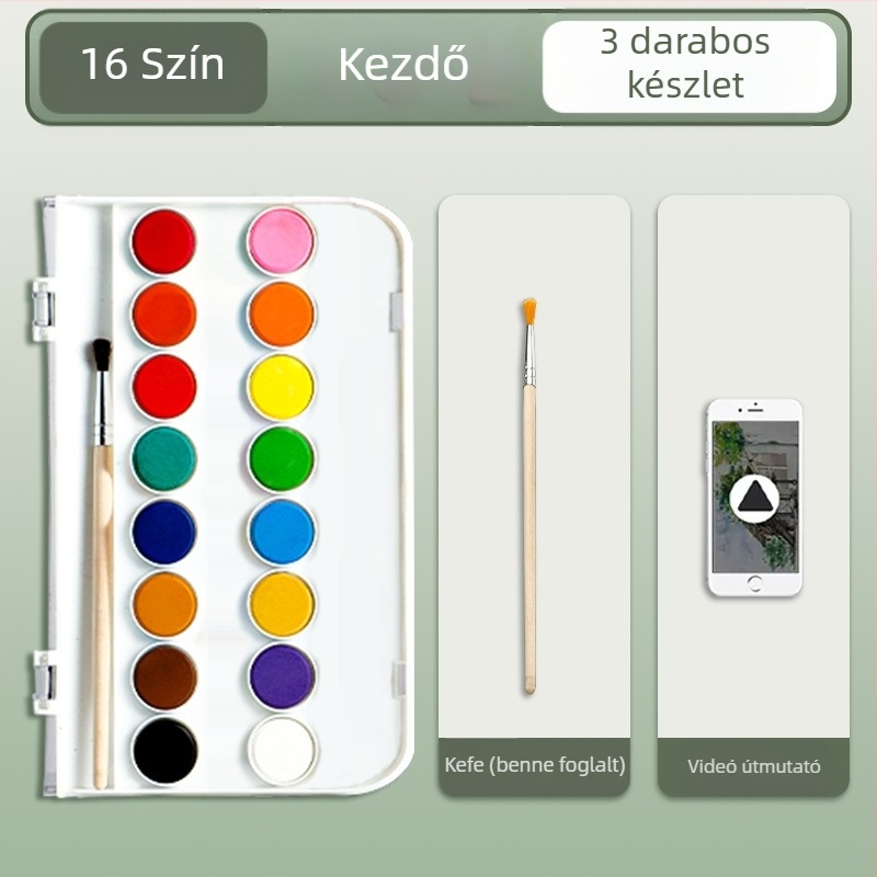 Deli ásványi pigment akvarellfesték készlet, dobozos kivitel kezdőknek és gyerekeknek