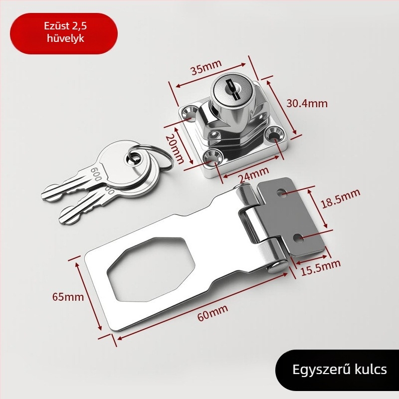 Fúrásmentes rozsdamentes acél zárólemez zárakkal – szekrényajtók, fiókok és csúszó ajtók számára (fürdőszoba)