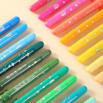 Gyerekeknek szóló vízoldható olajpasztell készlet forgó maggal, modell HWJ0005, műanyag tokkal, színválaszték 12/24/36/48