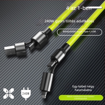 Visenmo szilikon 4 az 1-ben adatkábel USB, Lightning és Type-C csatlakozókkal — 240W gyorstöltés