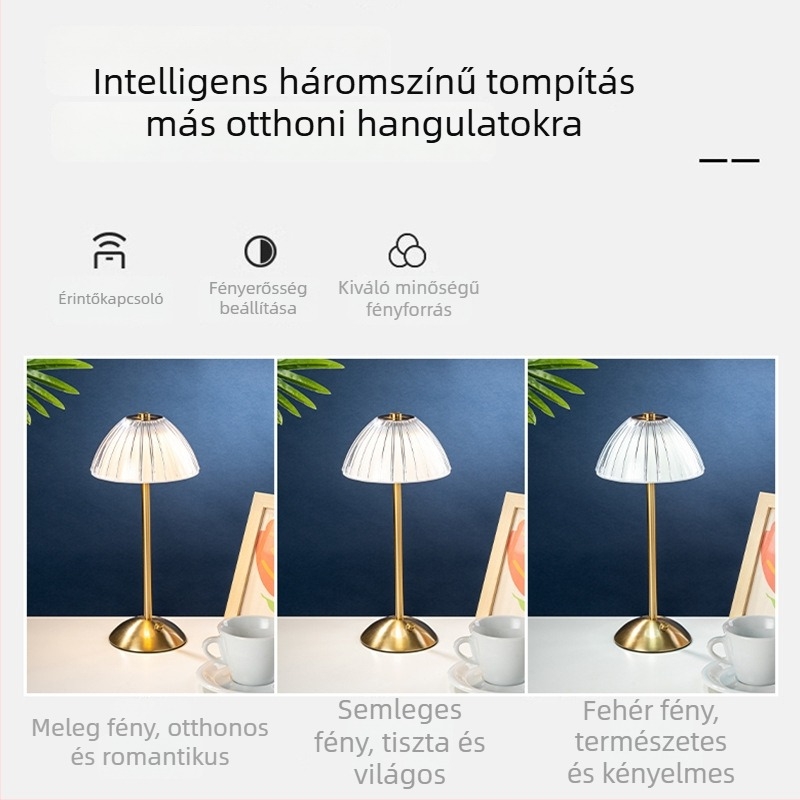 Éjszakai fény – modern minimalista stílus, akril lámpaernyő, érintéses kapcsoló, beépített akkumulátor