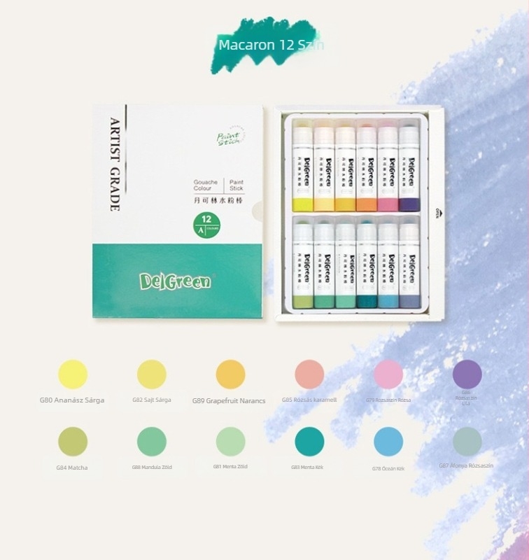 Gyerekeknek szóló szilárd gouache stick – vízoldható, forgó, dobozos csomagolás, ajándékhoz megfelelő a Deigreen/Dancolin