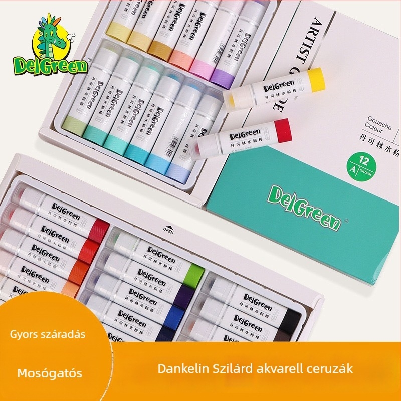 Gyerekeknek szóló szilárd gouache stick – vízoldható, forgó, dobozos csomagolás, ajándékhoz megfelelő a Deigreen/Dancolin