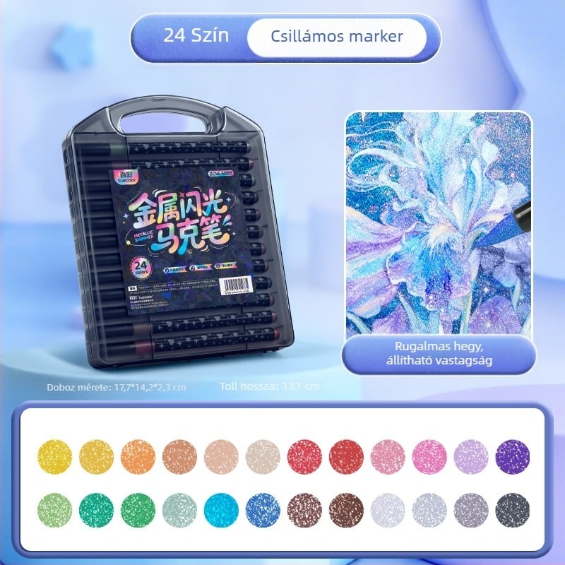 True Color Csillogó markerek – lágy hegy, vízbázisú, nem toxikus, gyermekbarát, fluoreszkáló