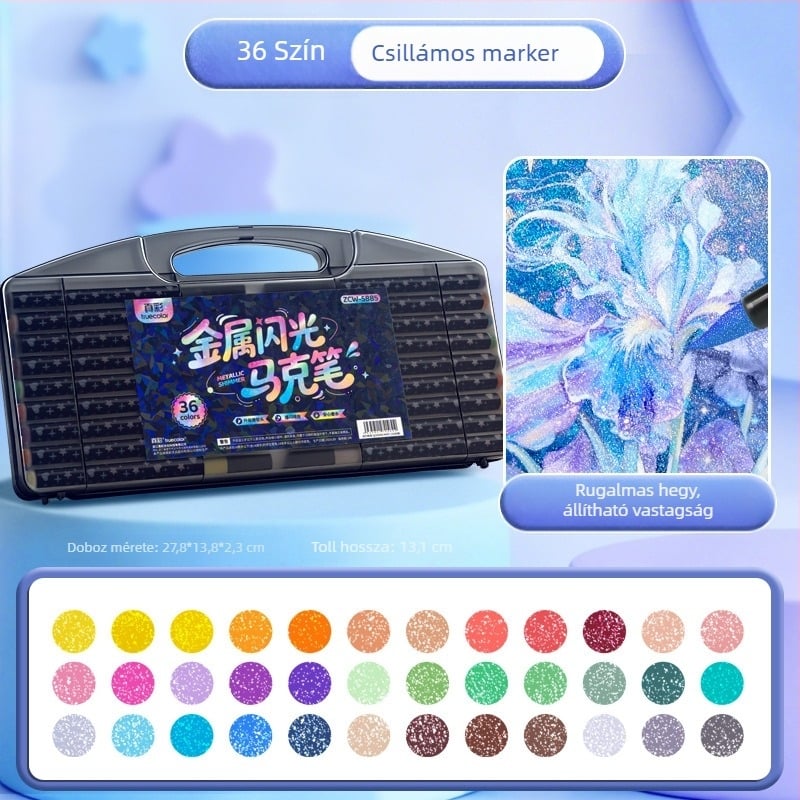 True Color Csillogó markerek – lágy hegy, vízbázisú, nem toxikus, gyermekbarát, fluoreszkáló