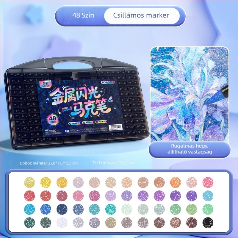 True Color Csillogó markerek – lágy hegy, vízbázisú, nem toxikus, gyermekbarát, fluoreszkáló