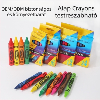 Olajpasztellák rajzoláshoz, hegyes véggel; szürke karton test; OEM/ODM; logó nyomtatás lehetséges.