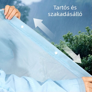 Egyszer használatos felnőtt esőkabát, ideális utazásokhoz és túrákhoz, PE anyagból, PE ragasztó réteggel vízálló, normál vastagságú, egyszemélyes poncsó