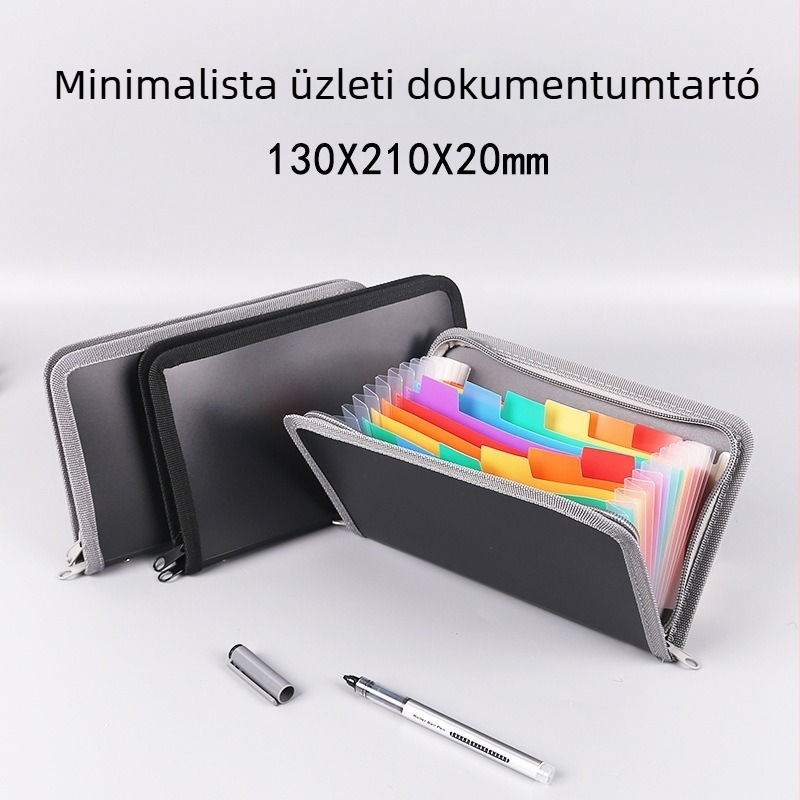 Üzleti mini akkordeon mappa szivárvány szegélyű cipzárral és többrétegű bizonylat- vagy számla tárolással; műanyag; Márka English Poetry; rácsszám 13; logó nyomtatva; testreszabás elérhető