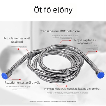 Elektroplatinált zuhanycső, vastított, anti-tekeredés, menetes csatlakozás, normál nyomás, normál hőmérséklet