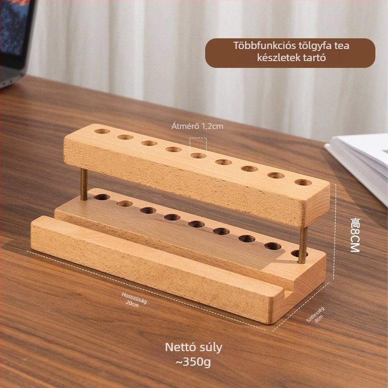 Fából készült toll- és ecsettartó, teaceremónia állvány — Modell 8044; Anyag: Fa; Ajándékhoz ajánlott: születésnap, kitüntetés