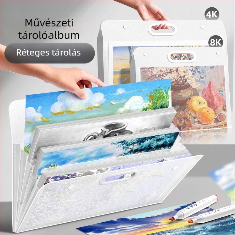 Művészeti papírok tároló albuma, műanyagból, modell LZ-DCHC, márka Good, 4 oldal, logó nyomtatása: Igen