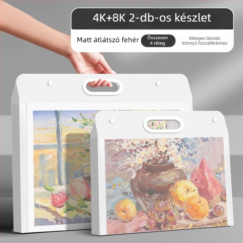 Művészeti papírok tároló albuma, műanyagból, modell LZ-DCHC, márka Good, 4 oldal, logó nyomtatása: Igen