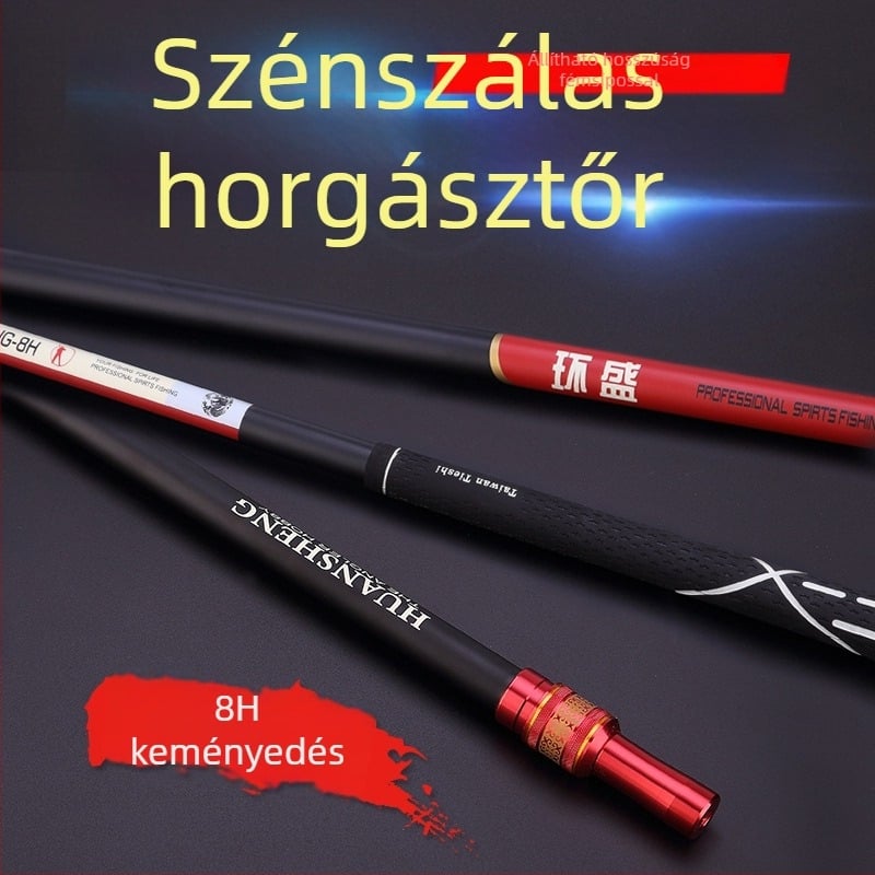 Szénszálas teleszkópos hálóbot, összecsukható, kettős használat, többirányú forgás