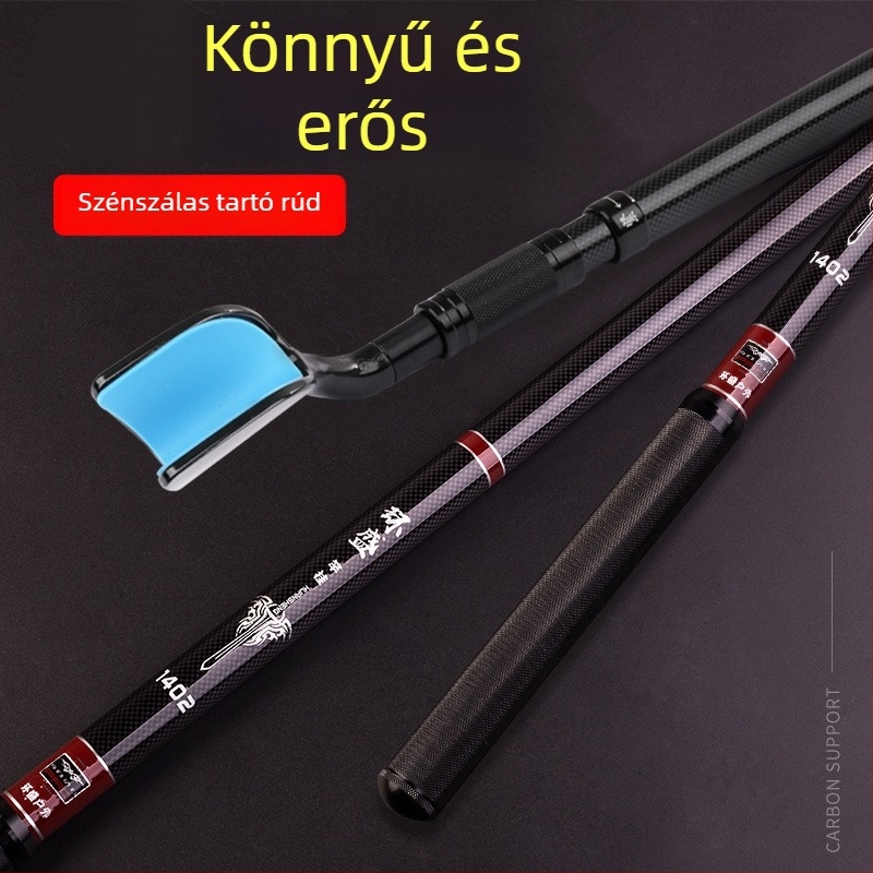 Szénszálas akkumulátoros tartó horgászbothoz, többirányú forgatás, nem összecsukható, szénszálas konstrukció