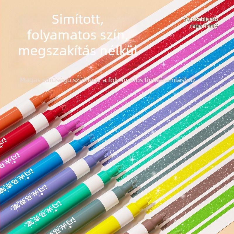 Puha végű glitter marker toll, perles-szerű akvarellhatás, általános iskolásoknak; márka: Egyéb