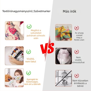 Textil marker toll – vízálló, nem fakul, mosható, kezeid tisztán maradnak, DIY textile projektekhez