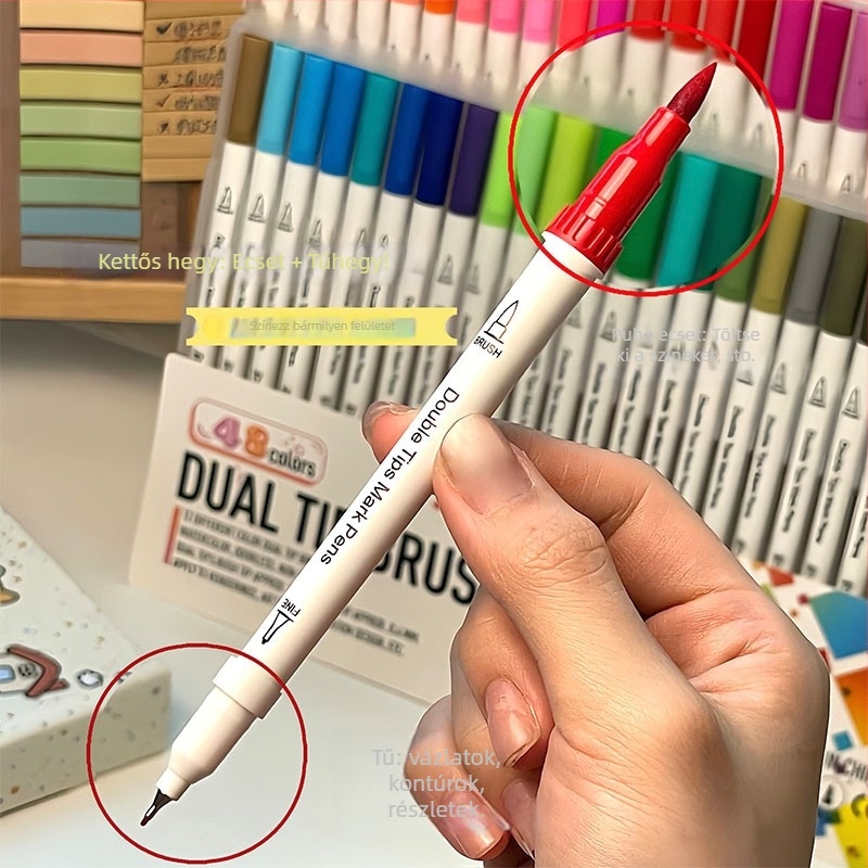 Geng xi Kétfejű akril marker puha ecsetvéggel, mosható