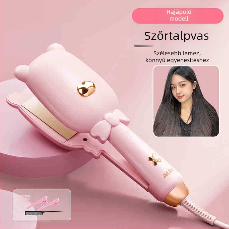AUX/OX kettős funkciójú hajegyenesítő és curling vas: turmalin-kerámia bevonatú lapok, melegítő vezető átmérője >31 mm, 220 V, 73 W, vezetékes