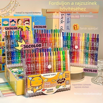 Viaszos krétaszett, 36 szín, mosható gyerekeknek, modell 0579, sorozat 0579, műanyag ház, márka Believe in harmony