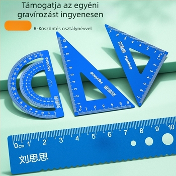 Cat Prince M1314-1 Alumínium ötvözetű univerzális vonalzókészlet, 4 darab, tartalmaz háromszögvonalzót és szögmérőt