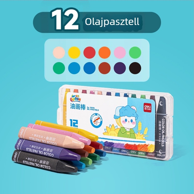 Deli olajpasztell gyerekeknek – Modell 72070, festéshez, gömbölyű hegy, importálás nélkül